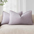 Foindtower Pack of 2, Decorative Linen Soild Throw Pillow Covers Soft Accent Lumbar Cushion Case Farmhouse Pillowcase for Chair Couch Sofa Bedroom Living Room Home Decor 12 x 20 Inch Light Purple