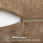 decorUhome Chenille Brown Spring Throw Pillow Covers 18x18 Inch Set of 2, Decorative Soft Couch Pillow Covers Solid Dyed Accent Farmhouse Neutral Square Pillow Cases for Sofa