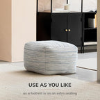 Anji Mountain Pouf Ottoman Foot Rest, Handmade Ottoman Pouf, Comfortable Foot Stool, Decorative Floor Seating for Living Room Decor, Bedroom & Home Décor Accent - Joya Gray