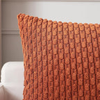 Kevin Textile Fall 14x20 Inch Pillow Cover 1 Pack Boho Decorative Soft Striped Corduroy Lumbar Farmhouse Solid Color Accent Rectangle Cushion Case for Living Room Couch Sofa Bed, Rust