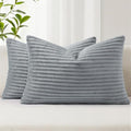 Simmore Decorative Spring Throw Pillow Covers 12x20 Set of 2, Soft Natural Plush Flannel Double-Sided Fluffy Lumbar Pillow Covers for Couch Sofa Living Room, Grey