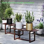 Plant Stand Indoor Outdoor, Foldable Metal Plant Shelf for Multiple Pots, Mid Century Slatted Bench for Patio Garden, Heavy Duty Capacity 330 lbs 2 Pack Coffee