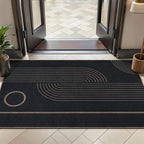 Tangsoo Easy Jute Rug 2x4 Small Rugs for Entryway,Washable Thin Outdoor Door Mat,Black Round Rainbow Non-Slip Indoor Floor Small Throw Carpet for Entrance Kitchen Hallway Bedroom Front Porch