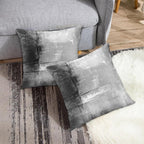 Britimes Throw Pillow Covers Modern Home Art Decor, 18 x 18 Inches Set of 2 Abstract Oil Painting Pillowcases for Bedroom, Living Room, Cushion Couch Sofa, Abstract White Grey