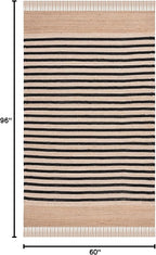 SAFAVIEH Natural Fiber Collection Area Rug - 5' x 8', Natural & Black, Rustic Farmhouse Boho Striped Style, Handmade Jute & Cotton, Ideal for The Living Room, Bedroom, Dining Room (NFB325Z-5)