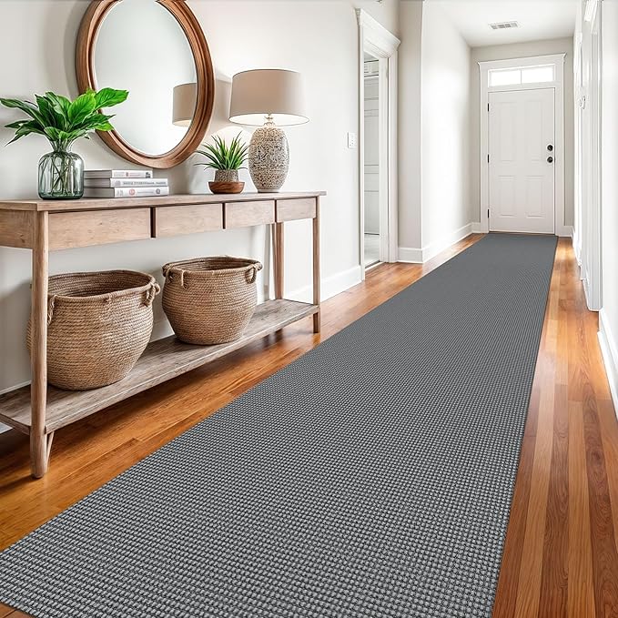 EARTHALL Runner Rug 3x18 Ft Washable Runners for Hallways Extra Long Woven Non Slip Entryway Runner Braided Kitchen Runner Indoor Outdoor Carpet Runners for Hotels, Officel, Stair, Dark Gray