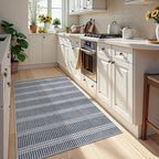 LIVEBOX Easy Jute Indoor Outdoor Rug 3x5 Front Porch, Washable Outdoor Rugs for Entryway, Gray Striped Geometric Rug for Living Room, Non Slip Carpet Door Mat for Front Door, Patio, Kitchen, Bedroom