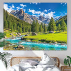 Accnicc Nature Forest Mountain Tapestry Green Pine Tree Wall Tapestry for Bedroom Aesthetic River Landscape Small Tapestries Wall Hanging for Dorm Living Room Decor 60 x 44 Inch