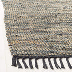 SAFAVIEH Vintage Leather Collection Runner Rug - 2'3" x 9', Grey, Handmade Boho Fringe Leather & Jute, Ideal for High Traffic Areas in Living Room, Bedroom (VTL203F)