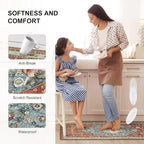Collive Boho Kitchen Mats Cushioned Anti Fatigue Mats, Non-Slip Kitchen Floor Mats, Standing Kitchen Mats for Office, Sink, Laundry, 17”x30” Red Waterproof Kitchen Rug