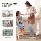 Collive Boho Kitchen Mats for Floor, Kitchen Mats Cushioned Anti Fatigue Waterproof Kitchen Rugs Sets of 2 Non-Skid Comfort Standing Mat for Kitchen, Office, Sink, Laundry, 20"x32"+20"x48"(Red)