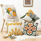 Merrycolor Boho Tufted Decorative Throw Pillow Covers 18x18 with Tassels Sunshine Bohemian Pillow Covers Cushion Covers for Couch Sofa Bedroom Living Room Yellow Beige 1PC
