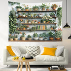 EOBTAIN Green Plant Wall Tapestry Cactus and Floral Potting on Bookshelf Tapestries Wall Hanging Botanical and Reading Home Wall Decor for Bedroom Living Room College Dorm 92x70 Inch