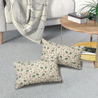 Brown Green Floral Pillow Covers 12x20 Set of 2 Vintage Rustic Old Style Cute Small Flower Print Rectangle Decorative Outdoor Pillowcases Farmhouse Throw Cushion Case Decor for Couch Sofa Bed