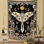 Aipon Boho Moth Tapestry Vintage Floral Flowers Tapestries Aesthetic Retro Mushroom Tapestries for Bedroom Sun and Moon Indie Large Tapestry Wall Hanging for Living Room Dorm 80 x 60 Inch