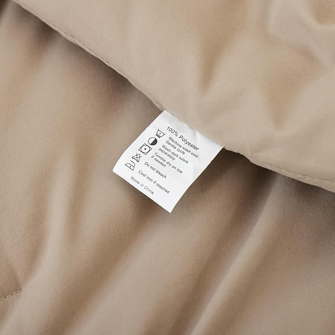 ROSGONIA Comforter Full Size for Girls Boys Teens Taupe Brown, 3pcs(1 Boho Tan Comforter & 2 Pillowcases), Lightweight Dorm Bedding All Season Bed Set