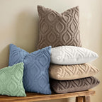 decorUhome Cozy Textured Throw Pillow Covers 18x18 Inch Set of 2, Soft Plush Faux Wool Light Brown Accent Couch Pillow Covers for Modern Farmhouse Sofa Bed Living Room