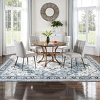 Lessymo 9×12 Area Rugs Washable for Living Room, Large Soft Indoor Rug Non-Slip for Bedroom Kitchen Dining Room Dorm Nursery, Vintage Boho Carpet Stain Resistant for Office Home Decor, Blue/White