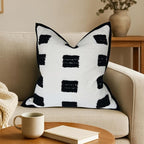 Tufted Decorative Boho Black and White Throw Pillow Cover, 18x18 inches, Soft and Luxurious Chenille Fabric, Elegant Design, Cushion Covers for Couch, Bedroom, Living Room, Home Decor