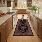 Area Rugs 2'x6' Runner Rug Non Slip Washable for Kitchen Hallway Bedroom Beside Laundry Room Bathroom Rug, Floor Carpet, Red Black