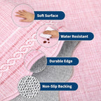 GarveeHome Washable 9x12 Area Rug for Living Room Scalloped Pink Nursery Rug Non Slip Soft Bedroom Rugs Low Pile Foldable Throw Rugs Stain Resistant Carpet for Playroom Dining Room Classroom, Pink