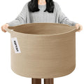 90L Large Blanket Basket,21.7"L x 21.7"W x 13.8"H Rope Woven Baskets with Handles, Toys Storage Bins,Laundry Basket Perfect for Living Room, Nursery,Bedroom,Home Organization,Camel