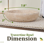 Travertine Decorative Bowl - 7.8” Diameter & 2” Height - Key Bowl for Entryway Table - Travertine - Organic Modern Centerpiece - Beige/Natural