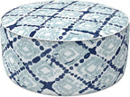 LVTXIII Inflatable Stool Ottoman Footrest with Handle, Decorative Fade-Resistant Foot Stool, Indoor or Outdoor Pouf for Home Garden and Camping Use, 21x21x9, Boho Geometry Blue