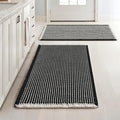 MIULEE Set of 2 Waffle Bathroom Rugs, Boho Bath Rugs Non Slip Washable, Super Absorbent Bath Mats, Ultra Soft Rubber Backed Shower Mats for Bathroom Floor, Tub and Shower, Black & Cream, 18x30 Inch