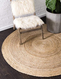 Unique Loom Braided Jute Collection Area Rug - Dhaka (8' Round, Natural)