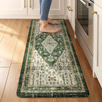 Collive Anti Fatigue Mats for Kitchen Floor, Comfort Non Slip Kitchen Floor Mats Cushioned Standing Desk Mat for Office, Laundry, Sink, 17”x47” Green Waterproof Kitchen Rugs
