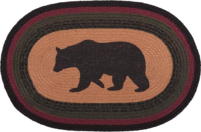 VHC Brands Wyatt Stenciled Bear Jute Rug Oval 20x30