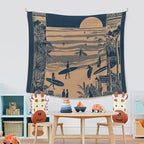XLDLIOO Beach Coastal Trendy Wall Tapestry, Retro Surfing Summer Ocean Wall Tapestry Hanging for Bedroom Beach House, Beachy Ocean Tapestries Wall Decor Art for Dorm Living Beachy Room 50x60in