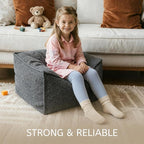 Square Boucle Pouf Ottoman Footrest, Soft & Lightweight Footstool with Foam Filling for Living Room & Bedroom, Laid-Back Lounge Style