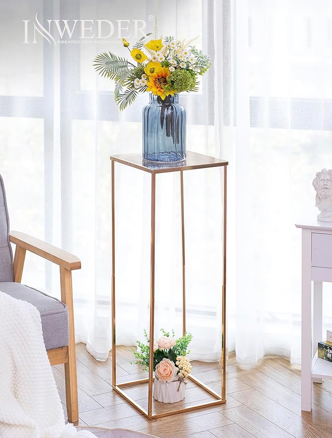 Gold Plant Stand Indoor: 31.5” Tall Pedestal Stand for Wedding Centerpieces Party Event Center Pieces Decoration for Table Home Decor 2 PCS