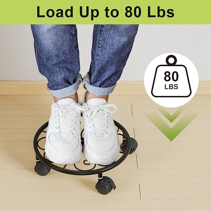 10.24" Plant Stand with Wheels - 1 Pack Plant Caddy, 360 °Rotatable and Lockable Plant Rollers, Easy to Move, Plant Dolly for Plant Wine Barrels Heavy Objects.