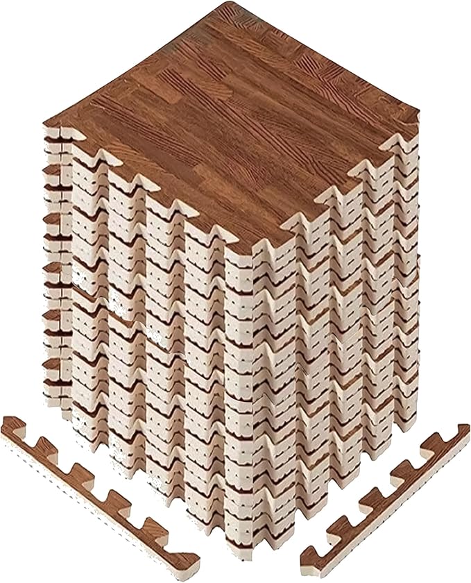 Yes4All EVA Interlocking Mats, Puzzle Floor Tiles, Foam Floor Padding with Border for Furniture, Home Space, Living Room, Garage 11,22,32 SQFT