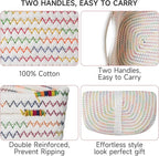 3-Pcs Shelf Baskets for Organizing, Closet Organizer Bins, Small Woven Baskets, Rope Toy Basket, Storage Basket for Shelves, Cube Decorative Box, 11.8×7.8×5.1”, Rainbow