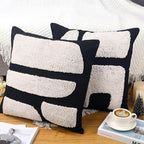 2 Pcs Black White Throw Pillow Covers Boho Chunky Tufted Pillow Cover 18 x 18 Inches Modern Woven Decorative Pillows Cases Abstract Pillows Sham for Living Room Bed Sofa Couch