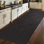 Tangsoo Modern Easy Jute Rug 2.6x8 Washable Runner Rug for Hallways,Non-Slip Thin Black Geometric Indoor Outdoor Rug Runner,Farmhouse Carpet for Porch Laundry Bedroom Kitchen Entryway
