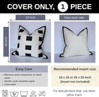 Tufted Decorative Boho Black and White Throw Pillow Cover, 18x18 inches, Soft and Luxurious Chenille Fabric, Elegant Design, Cushion Covers for Couch, Bedroom, Living Room, Home Decor
