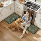 LEEVAN Anti Fatigue Mats for Kitchen Floor Non-Slip, Cushioned Kitchen Mats for Floor 20''x31''+20''x47'', Green Memory Foam Kitchen Mat Set