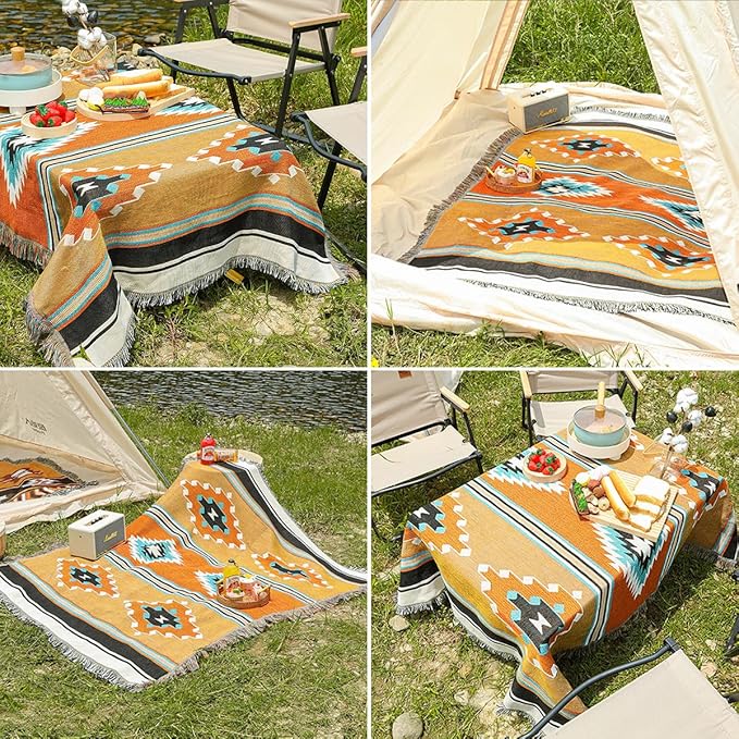 Hopstar Aztec Throw Blanket Navajo Indian Blankets and Throws Boho Western Decor Couch Cover Blanket for Bed Sofa Living Room Beach Travel 51"x63" (Emma)