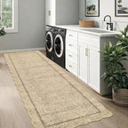 GarveeHome Scalloped Washable Runner Rug 2x8 Runner Modern Non Slip Kitchen Rugs Entryway Rug Farmhouse Soft Bathroom Rugs Stain Resistant Carpet for Hallway Laundry Bedroom 2 ft x8 ft Jute