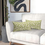 Lime Green Floral Pillow Covers 12x20 Set of 2 Vintage Rustic Old Style Cute Small Flower Green Cream Print Decorative Outdoor Pillowcases Farmhouse Throw Cushion Case Decor for Couch Sofa Bed