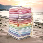 Bazaar Anatolia Turkish Beach Towel – 100% Cotton, Quick Dry, Sand Free Towel for Bathroom, Camping, Travel, Peach – Oversized 71x39 Inches – Diamond Coral
