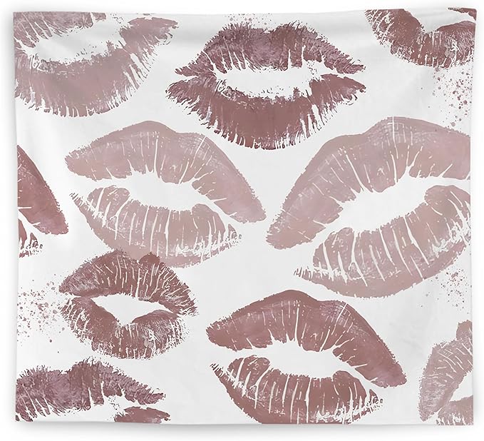 WNAGT Trendy Black and White Kiss Lips Tapestry Wall Hanging, Funky Makeup Wall Decor, Fashion Aesthetic Wall Blanket Decor for Girls Room College Dorm Makeup Room Beauty Room, 50x60 Inch