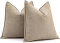 MIULEE Pack of 2 Khaki Decorative Pillow Covers 16x16 Inch Soft Chenille Luxurious Couch Throw Pillows Farmhouse Cushion Covers with Elegant Design for Sofa Bedroom Living Room Home Decor