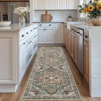 Washable Runner Rug 2.6x8 Runners for Hallways, Ultra-Thin Carpet Runners for Entryway Anti Slip Backing Runner Rugs for Kitchen Laundry Room Indoor Hallway (Grey/Brown/Tan)