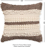 · REDEARTH · Boho Textured Throw Pillow Cases - Woven Tufted Decorative Farmhouse Cushion Covers Set for Couch - Sofa - Bed - Chair - Dining - Patio - Outdoor - 100% Cotton (18x18; Natural) Pack of 2